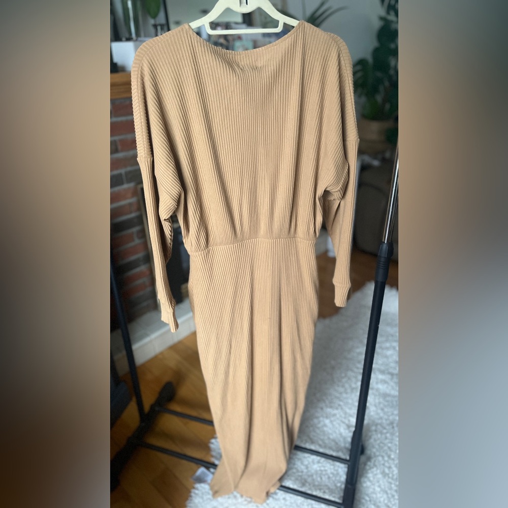 ASOS Tan Ribbed Dress - Picture 2 of 3
